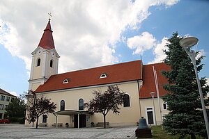 Ziersdorf, Pfarrkirche Hll. Wolfgang und Katharina, nachbarocker Saalbau, 1993 erweitert
