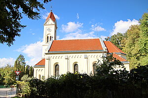 Wolfsgraben, Kloster- und Pfarrkirche Herz Jesu, neoromanischer Kirchenbau, 1907