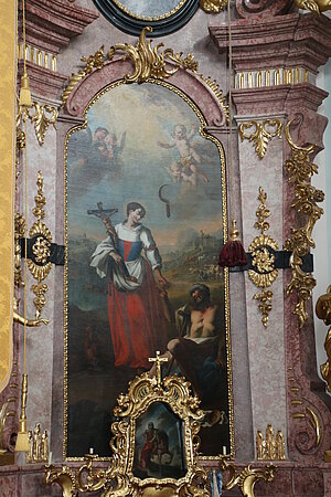 Hafnerberg, Pfarr- und Wallfahrtskirche Unsere Liebe Frau, Seitenaltar mit Altarblatt hl. Notburga, Sigmund Anton Fritsch, 1749