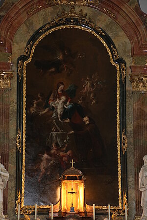 Horn, Piaristenkirche, Hochaltarbild: Vision des hl. Antonius von Padua, Martin Johann Schmidt, 1777