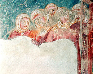 Ulmerfeld, Fresken Schlosskapelle, Darbringung Jesu im Tempel, Detail, um 1330/40