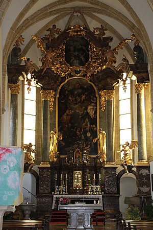 Ybbsitz, Pfarrkirche hl. Johannes der Täufer, Hochaltar aus der Kartäuserkirche in Gaming, um 1740