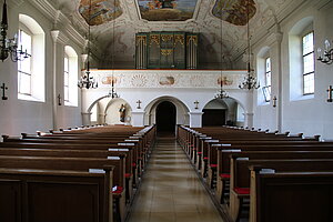 Hafnerbach, Pfarrkirche hl. Zeno, Blick Richtung Orgelempore