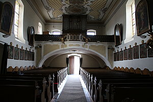 Schönberg am Kamp, Pfarrkirche hl. Agnes, Blick gegen die Orgelempore
