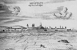 Wiener Neustadt, Kupferstich von Georg Matthäus Vischer, aus: Topographia Archiducatus Austriae Inferioris Modernae, 1672