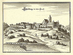 Schallaburg, Kupferstich von Matthäus Merian, aus: Topographia Provinciarum Austriacarum,  Frankfurt am Main 1679