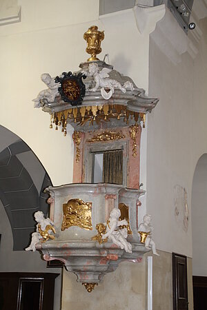 Laa an der Thaya, Pfarrkirche hl. Veit, Kanzel, 1756 von Paul Oswald