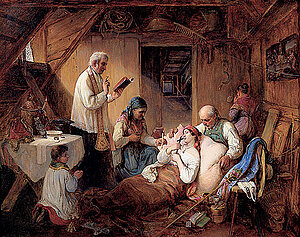 Albert Schindler, Die letzte Pilgerreise, Öl auf Kupfer auf Holz, 41,8x52,5 cm, 1840