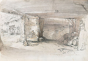 F. Gauermann, Inneres einer Scheune, 1842