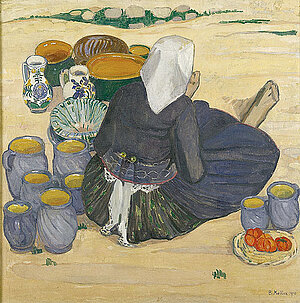 Broncia Koller-Pinell, Töpfermarkt, Öl auf Leinen, 141,3x141 cm, 1910