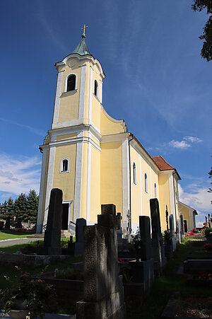 Trabenreith, Pfarrkirche hl. Johannes Nepomuk, spätbarocker Saalbau, 1756-1764