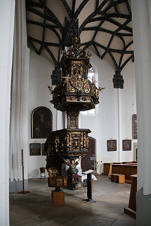 Krenstetten, Pfarr- und Wallfahrtskirche, Kanzel, , 1636, aus der Seitenstettner Stiftskirche, 1703 übertragen