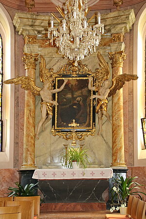 Kirnberg an der Mank, Pfarrkirche hl. Pankratius, Franz-Xaver-Kapelle, Altar, um 1750