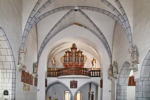 Eisgarn, Pfarrkirche Mariä Himmelfahrt, Blick gegen Orgelempore, 15. Jh. (?)