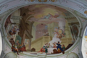 Maria Langegg, Pfarr- und Wallfahrtskirche, Fresken von Josef Adam Mölk und Michael und Josef Schmutzer, 1773
