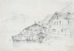 F. Gauermann, Bauernhäuser am Zeller See, 1842