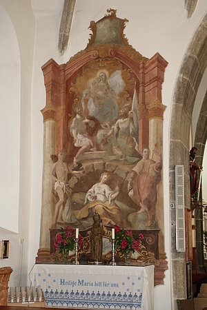 Thaya, Pfarrkirche hll. Petrus und Paulus, freskierter Seitenaltar, 2. Hälfte 18. Jh.