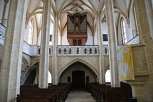 Ybbsitz, Pfarrkirche hl. Johannes der Täufer, spätgotische Hallenkirche, Chor von 1419, Langhaus 1480-96, Westempore von 1489