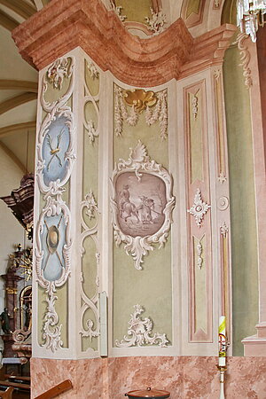 Kirnberg an der Mank, Pfarrkirche hl. Pankratius, Franz-Xaver-Kapelle, Fresken 1754, Umkreis Bartolomeo Altomonte