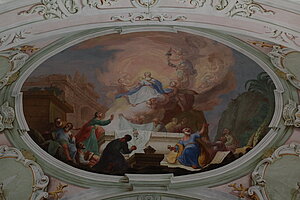 Maria Langegg, Pfarr- und Wallfahrtskirche, Fresken von Josef Adam Mölk und Michael und Josef Schmutzer, 1773