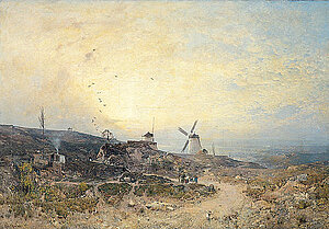 Robert Russ, Die Windmühlen bei Retz, Öl/Leinen, 140x200 cm, 1895, NÖLM