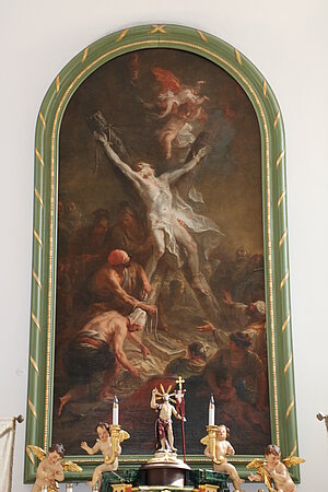 Brand, Pfarrkirche hl. Andreas, Altarbild mit Martyrium des hl. Andreas, Martin Johann Schmidt, 1780, aus der Dominikanerkirche Krems