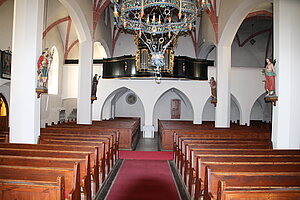 St. Georgen am Ybbsfelde, Pfarrkirche hl. Georg, Kircheninneres, Blick gegen Orgel