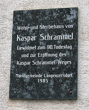 Kaspar Schrammel, Gedenktafel am Sterbehaus in Langenzersdorf 