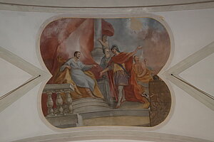 Wösendorf, Pfarrkirche hl. Florian, Deckenfresken, Anton Mayer, 1791, Verurteilung des hl. Florian