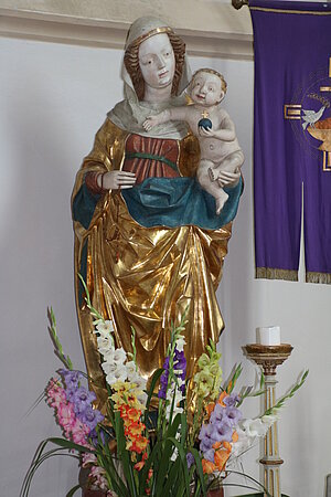 Petzenkirchen, Pfarrkirche hl. Stephan, überlebensgroße Statue Maria mit KInd, um 1500