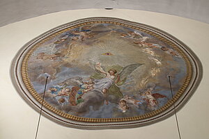 Furth an der Triesting, Pfarrkirche hl. Maria Magdalena, Fresken von F: X. Dobler, 1795 - Auge Gottes in Engelsglorie
