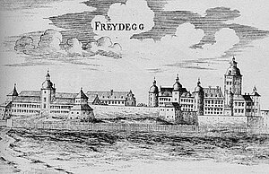 Schloss Freydegg, Kupferstich von Georg Matthäus Vischer, aus: Topographia Archiducatus Austriae Inferioris Modernae, 1672