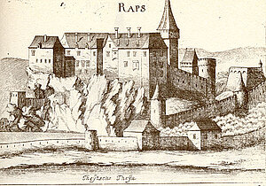 Schloss Raabs, Kupferstich von Georg Matthäus Vischer, aus: Topographia Archiducatus Austriae Inferioris Modernae, 1672