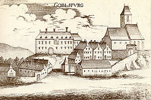 Schloss Gobelsburg, Kupferstich von Georg Matthäus Vischer, aus: Topographia Archiducatus Austriae Inferioris Modernae, 1672
