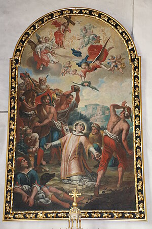 Petzenkirchen, Pfarrkirche hl. Stephan, Altarblatt Steinigung des hl. Stephanus, vom ehemaligen Hochaltar, Ende 17. Jahrhundert