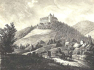 Adolf Friedrich Kunike Schloss Krumbach, Kreidelithografie, 24,7x32,5 cm, 1833