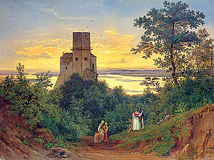 Josef Feid, Abenddämmerung bei Burg Greifenstein, 1832