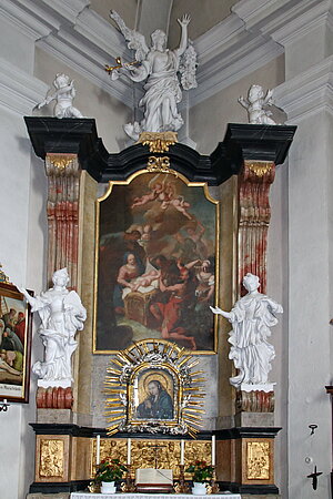 Kirchberg am Walde, Pfarrkirche hl. Johannes der Täufer, linker Seitenaltar, Altarblatt Anbetung der Hirten, Matthias Mölck 1713