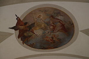 Wösendorf, Pfarrkirche hl. Florian, Deckenfresken, Anton Mayer, 1791, Hl. Florian als Fürbitter