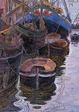 Schiele, Boote im Hafen von Triest, 1908