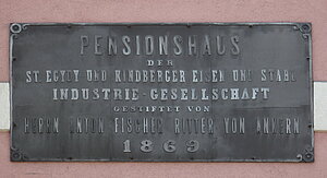 Hohenberg, Pensionshaus der St. Egydy und Kindberger Eisen- und Stahlindustrie, 1869 durch Anton Fischer Ritter von Ankern gestiftet