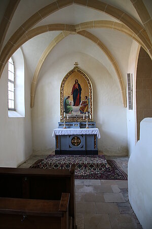Altpölla, Pfarrkirche Mariae Himmelfahrt, Blick in das nördl. Seitenschiff