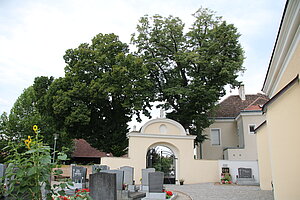 Maria Ponsee, Pfarr- und Wallfahrtskirche Mariä Geburt, romanische Chorquadratkirche, Um- und Ausbauten im 16. und 18. Jh.
