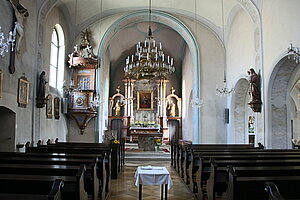 Lanzenkirchen, Pfarrkirche hl. Nikolaus, Blick in das Kircheninnere
