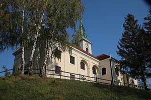 Spannberg, Pfarrkirche h. Martin, auf dem Kirchberg gelegen, im Kern mittelalterlicher Bau, im 18. um- und ausgebaut