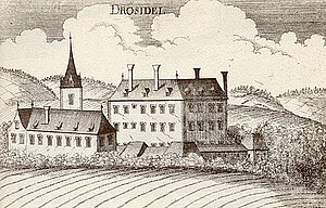 Schloss Drösiedl, Stich Vischer, 1672