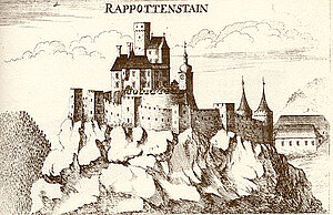 Rappottenstein, Kupferstich von Georg Matthäus Vischer, aus: Topographia Archiducatus Austriae Inferioris Modernae, 1672