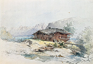F. Gauermann, Verfallene Alpenhütte, 1842