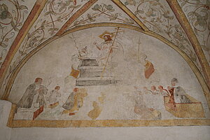 Sitzendorf an der Schmida, Pfarrkirche hl. Martin, Wandmalerei im Südportal-Vorbau, Mitte 16. Jh.