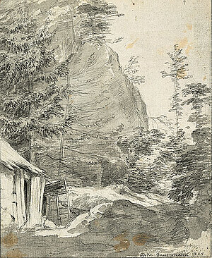 F. Gauermann, Hütte im Wald, 1825